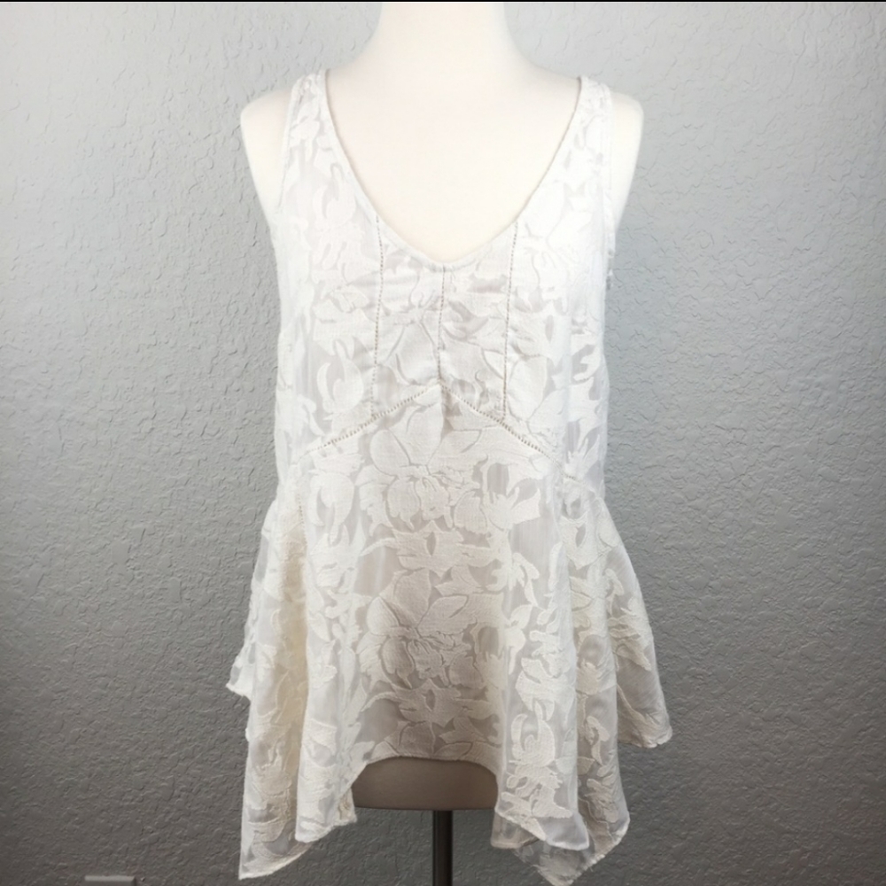 Anthropologie Vanessa Virginia Ivory Floral Blouse